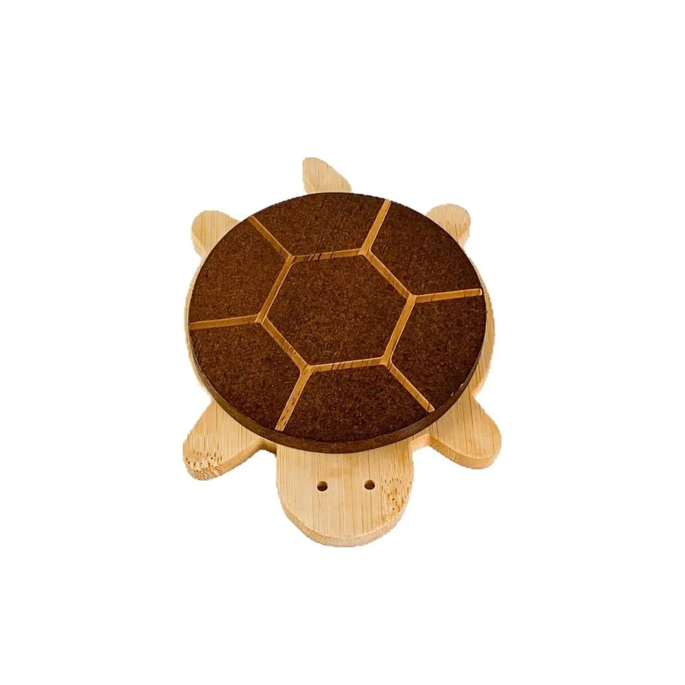 Turtle-Shaped Black Walnut Wood Tea Mat, Decorative Wooden Pad for Teapots, Coffee Corners and Nature-Inspired Tables