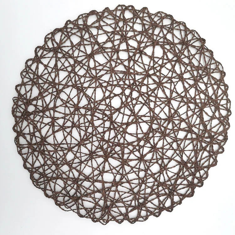 Round Woven Paper Placemats Set of 6, 38 cm Boho Dining Table Mats in Colorful Options for Gatherings and Everyday Decor
