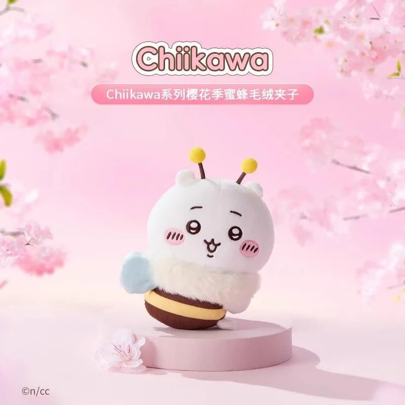 Chiikawa Sakura Season Bee Plush Doll - Cute Stuffed Animal in White/Deep Blue/Orange, Soft Huggable Companion for Kids & Fans