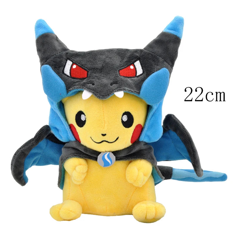 Cosplay Pikachu Pokemon Plush Eevee Charizard Snorlax Garchomp Tyranitar Hydreigon Ampharos Stuffed Doll Toy For Kid Miniso Gift