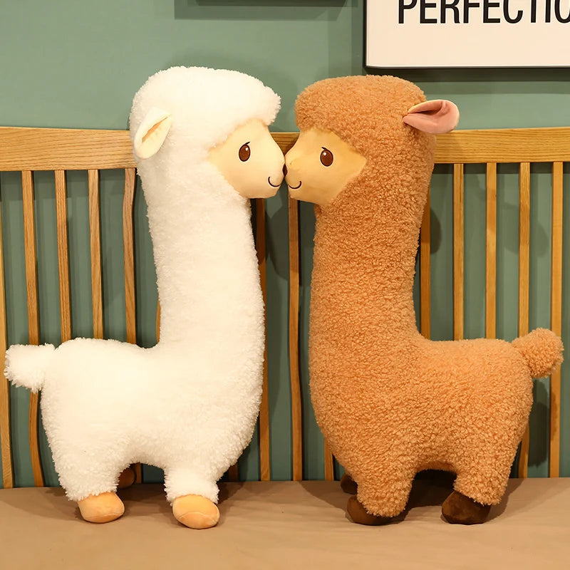 Furry Plush Llama Alpaca Plush Toy Stuffed Soft Long Plush Lifelike Alpaca Sheep Hug Throw Pillow Animals Nap Sleeping Pillow