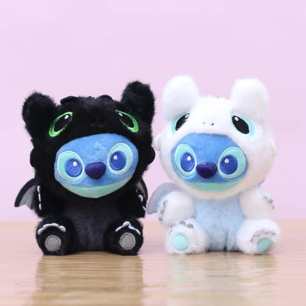 Disney New Transforming Black & White Bat Stitch Plush Toy - 13cm Cute Stuffed Animal, Soft Cuddly Companion for Bags/Keys, Gift for Disney Fans
