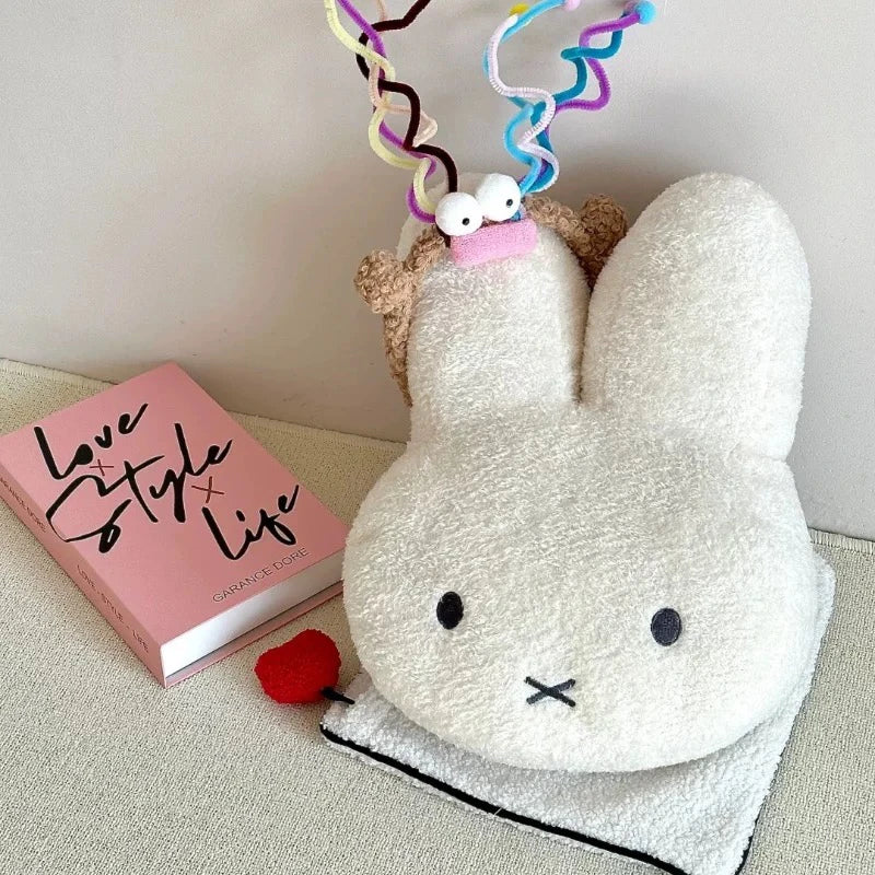 Kawaii Miffy Plush Pillow Cute Sweet Doll Toy Creative Room Decoration Cartoon Ornament Birthday Christmas Gift
