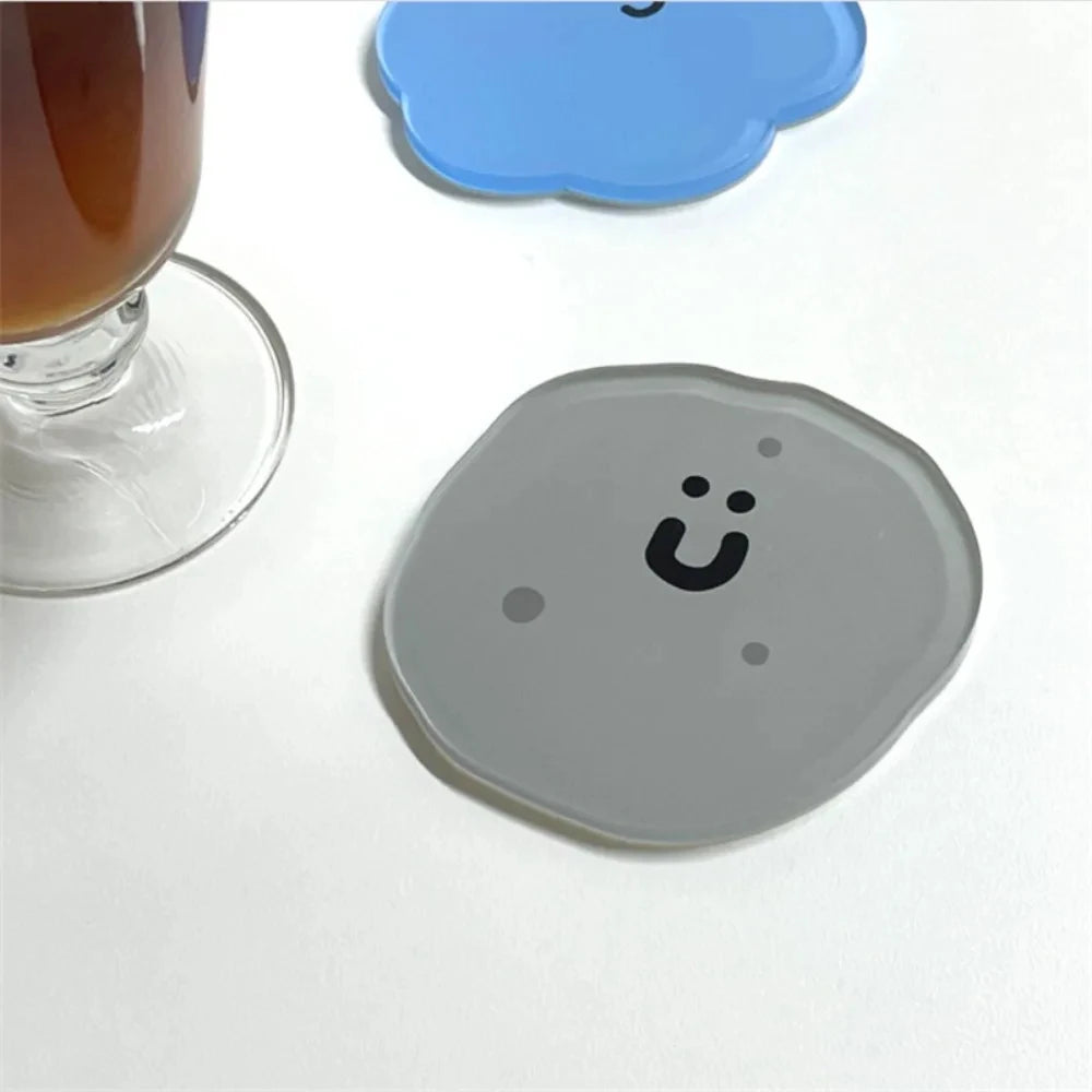 Playful Acrylic Drink Coaster, 8.5 × 8.7 cm Character Cup Mat in Six Designs for Coffee Tables, Desks and Cheerful Gifts