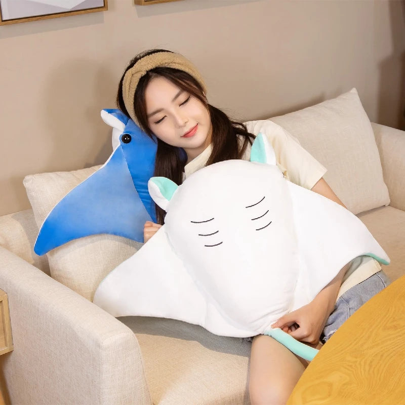 Cartoon Fish Manta Ray Plush Toy Kawaii Devil Ray Rajiformes Cute Mobulidae Plushies Pillow Stuffed Soft Marine Life Dolls Gifts