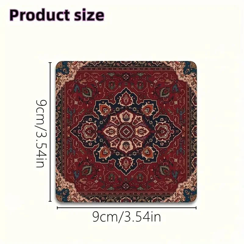 Mandala Floral Wooden Drink Coaster Set of 6 | Colorful Boho Cup Mats for Coffee Tables and Housewarming Gifts
