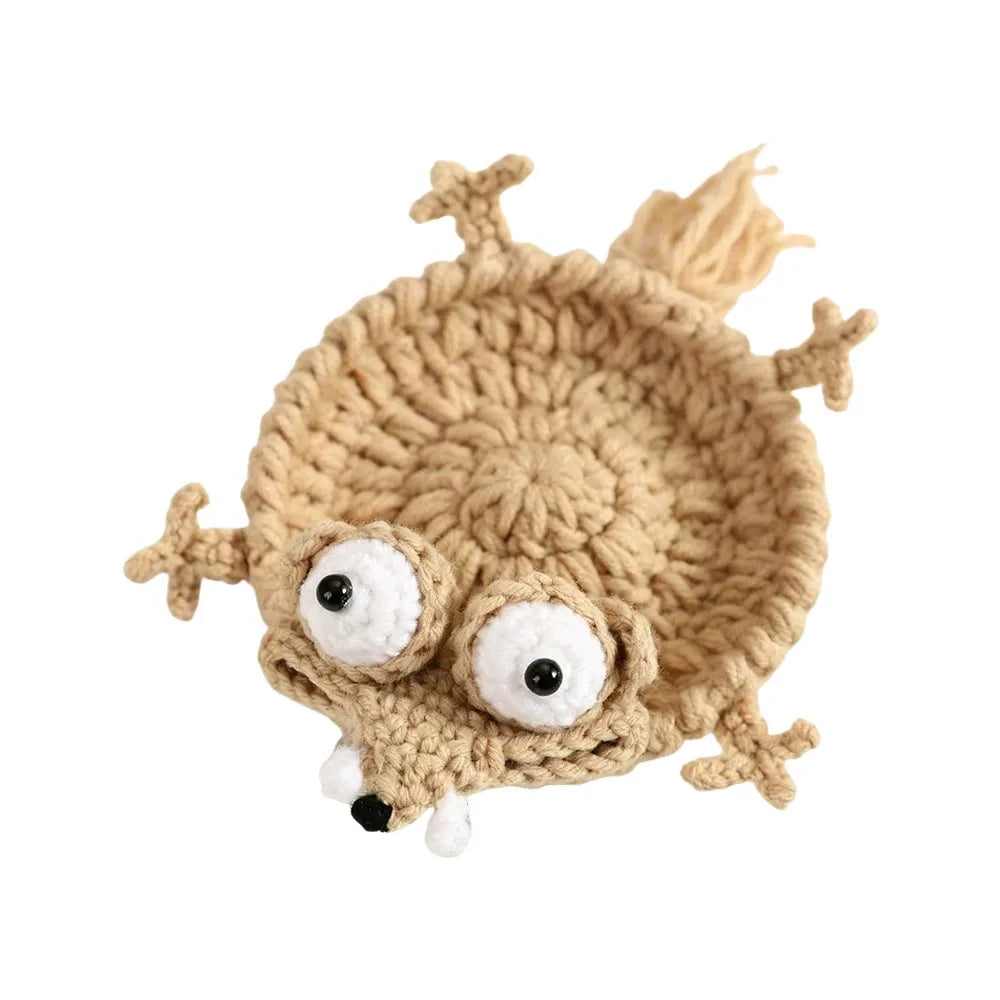 Handmade Crochet Animal Coaster, Cotton Cup Mat for Coffee Tables, Cute Frog Duck Turtle and Woodland Animal Desk Decor