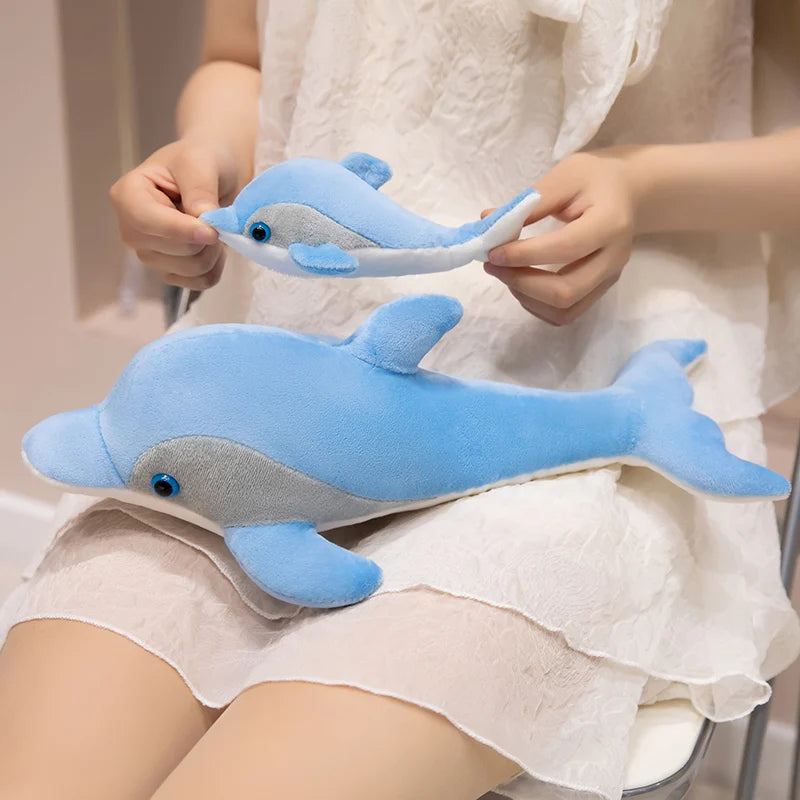 New Lovely Mother And Son Blue Dolphin Plush Toys Stuffed Soft Cute Animal Dolls Sofa Decor Baby Pillow Cushion for Kids Gifts