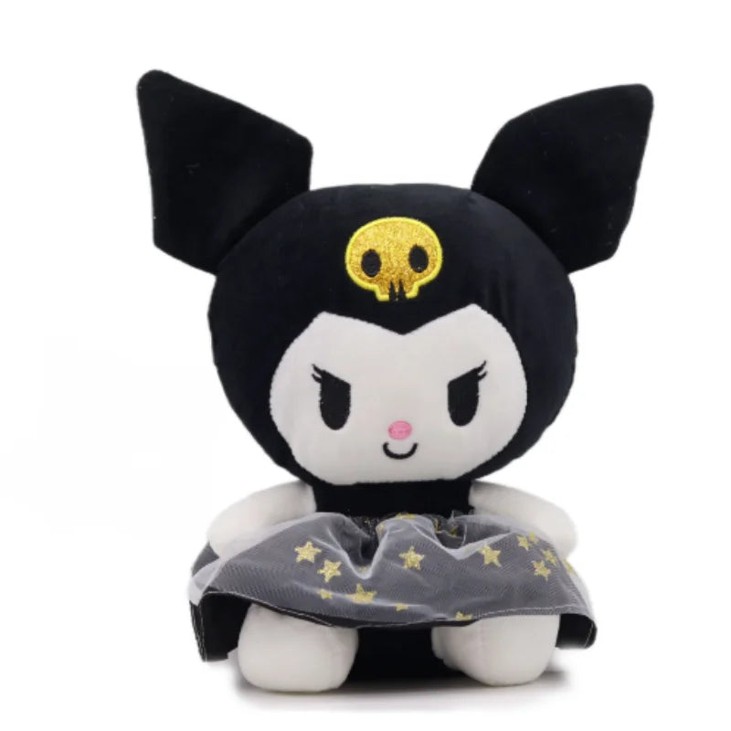22cm Anime Sanrio Kuromi Plush Toys Kawaii Gold Black KT Cat Stuffed Dolls Soft Throw Pillow Birthday Party Gift For Girl