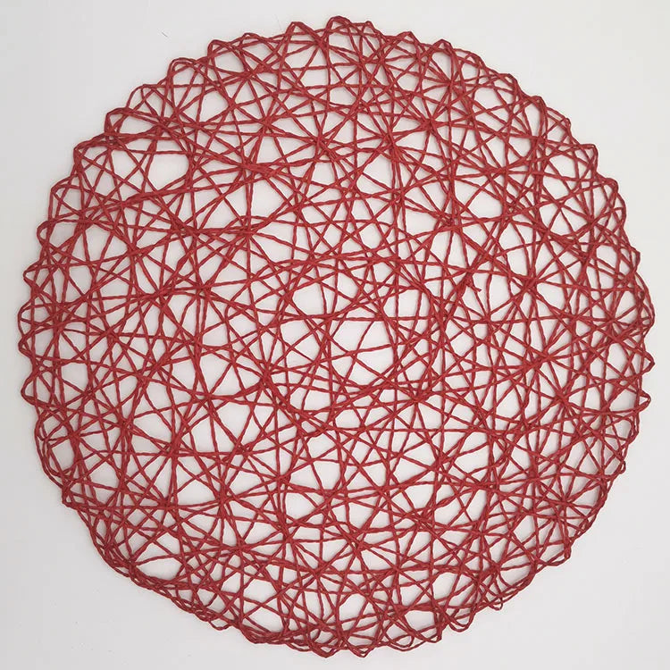Round Woven Paper Placemats Set of 6, 38 cm Boho Dining Table Mats in Colorful Options for Gatherings and Everyday Decor