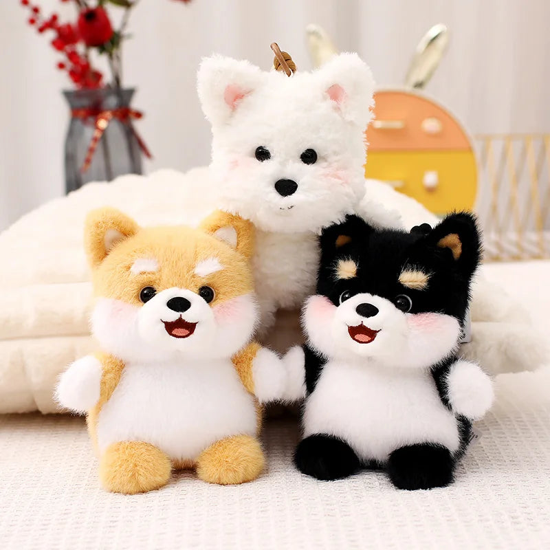 Kawaii Dog Plush Toy Pendant Teddy Husky Corgi Schnauzer Animals Keychain Bag Key Ring Puppy Dolls Car Decor Christmas Gift