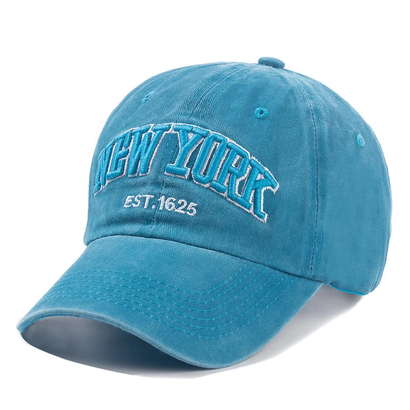Vintage Washed Cotton Dad Hat – Unisex Distressed "New York" Embroidered Baseball Cap