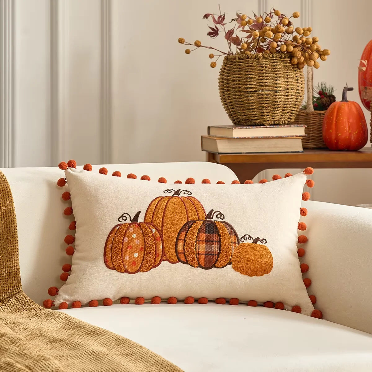 Autumn Harvest Lumbar Pillow Cover – 30 × 50 cm