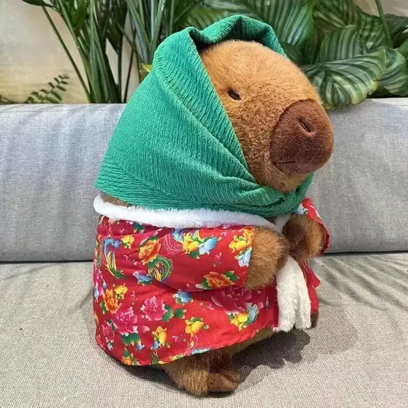 25cm/9.84in Kapibala Capybara Plushie Toy Jacket Military Overcoat Pillow Doll Plush Cute Ornaments Cartoon Valentines Gift