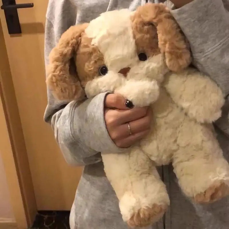Kawaii Soft Dog Plush Stuffed Animal With Bib Knit Dog Comfortable Quality Soft Stuffed Animal Accompany Boy And Girl Sleep