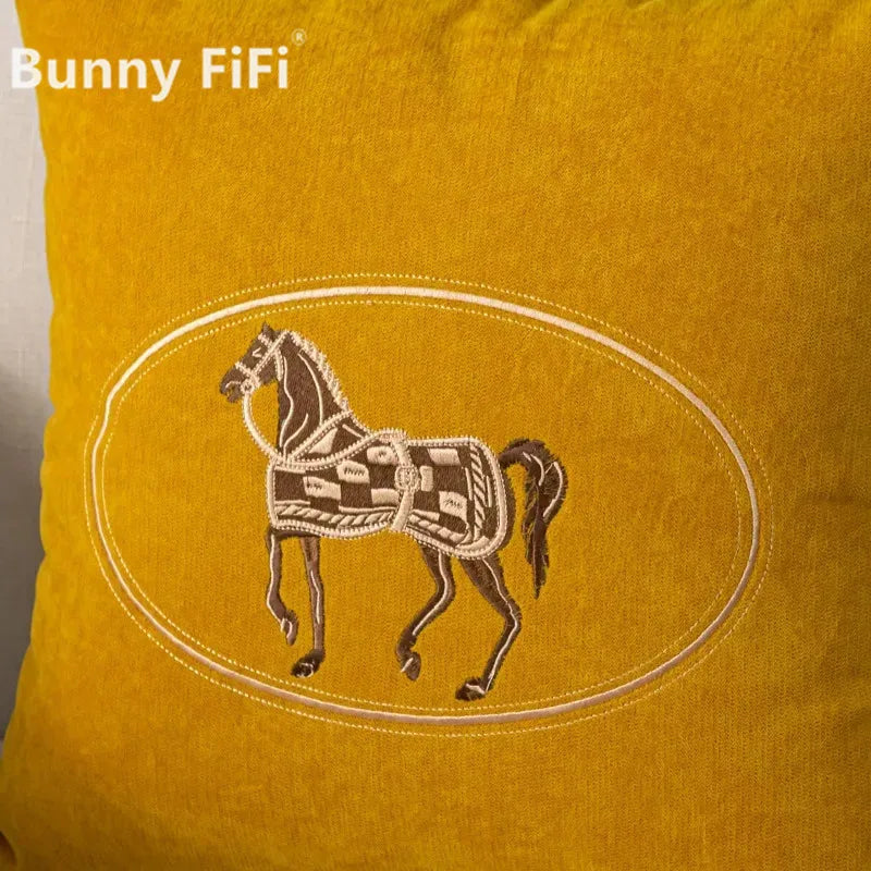 Heritage Equestrian Embroidered Cushion Cover – 18 × 18 in