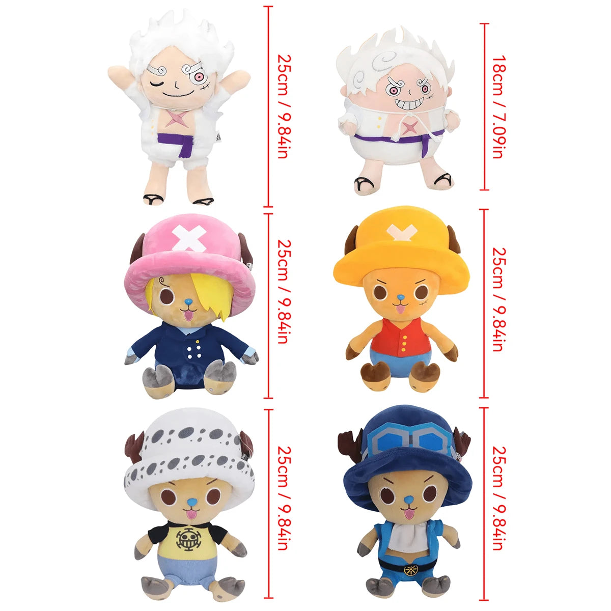 14-30cm/5.5-11.8in Genuine ONE PIECE Stuffed Plush Toy Kawaii Plush Keychain Toy Tony Chopper Soft Stuffed Plush Doll Keychain