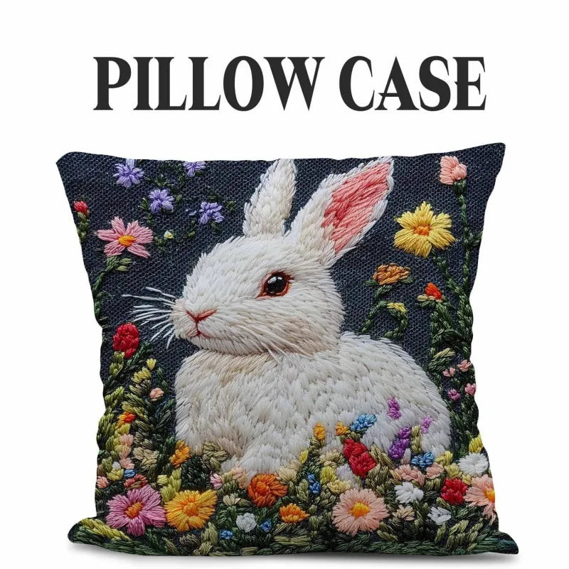Storybook Animal Stitch-Effect Printed Pillow Cover