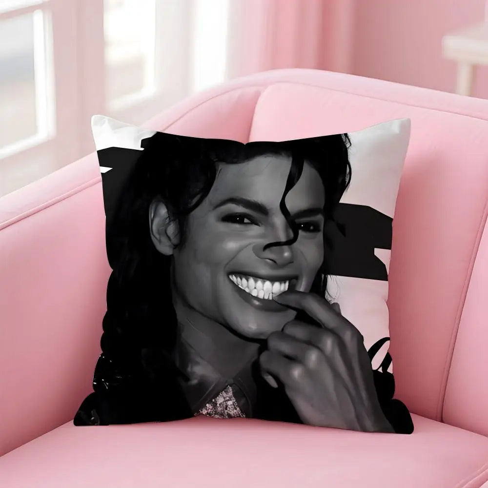 M-Michael J-Jackson Cushion Cover Linen Pillowcase Cover Soft Decor for Sofa Home Room
