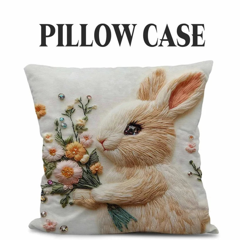 Storybook Animal Stitch-Effect Printed Pillow Cover