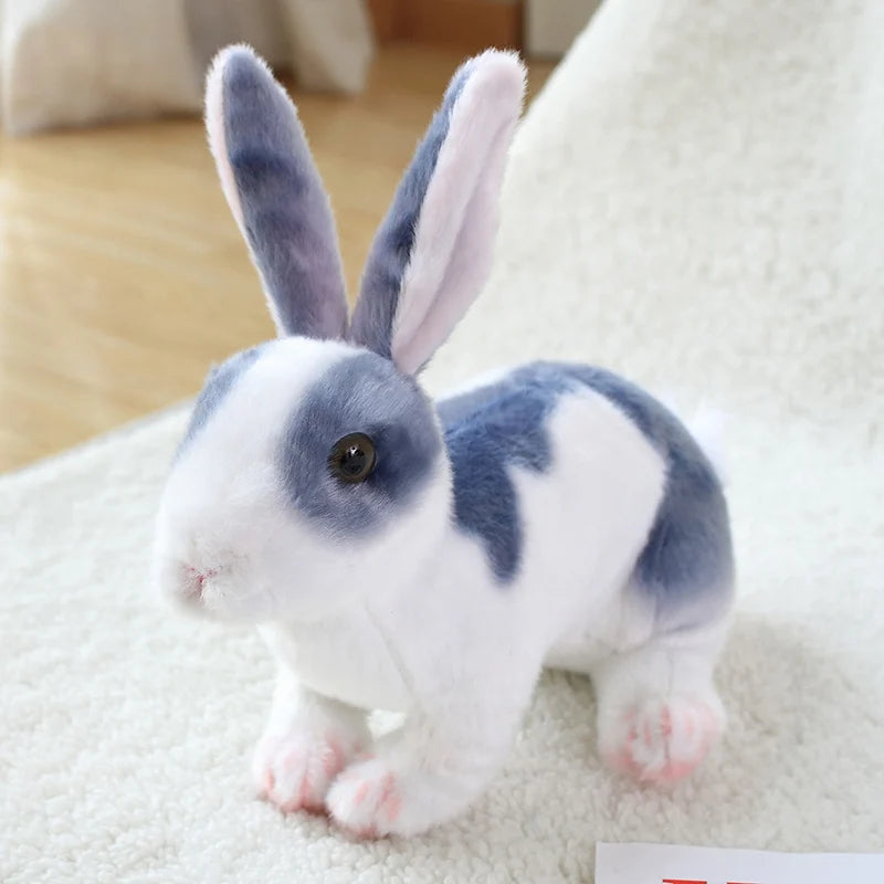 3 Colour Simulation Kawaii Realistic Rabbit Plush Toy Lifelike Animal Stuffed Doll Toys for Kids Girls Birthday Gift Room Decor
