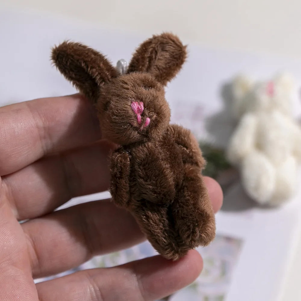 10Pc/lot 6cm Mini Joint Rabbit Soft Stuffed Plush Toy Handmade Pendant Doll Accessories Xmas Birthday Gift Party Decor