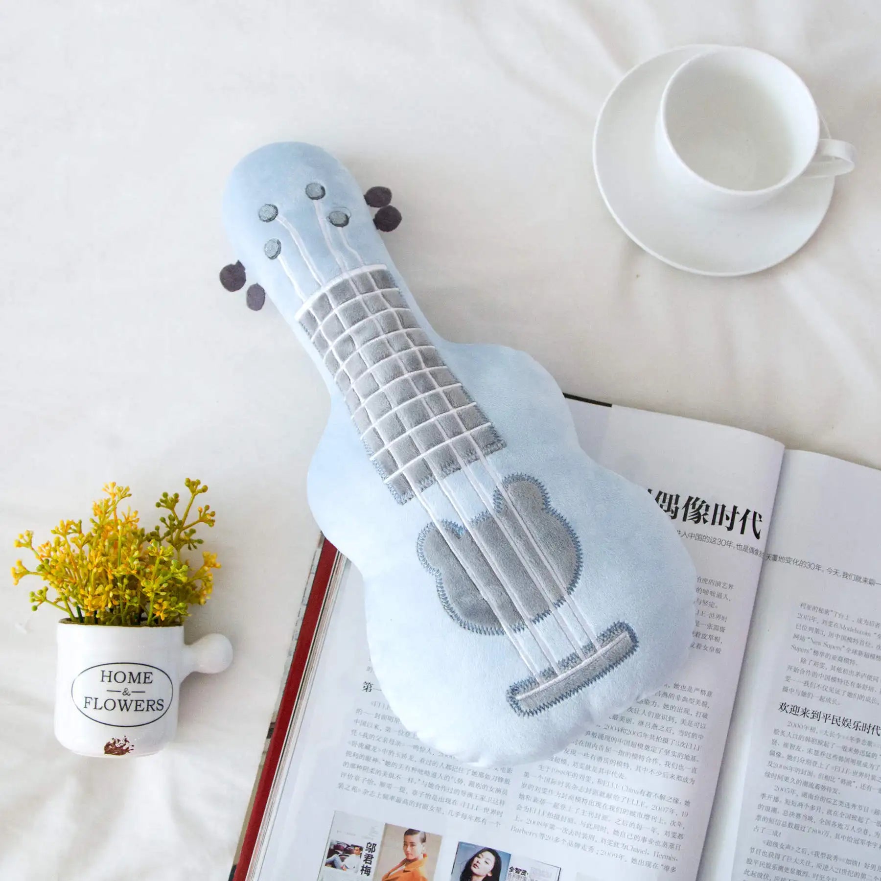 Lifelike Guitar Pillow Stuffed Musical Instrument Plush Backrest Cushion Home Decoration Cool Birthday Gift For Boys And Girls