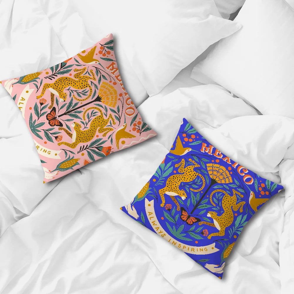 Fashion Leopard art tiger symmetry cushion cover Comfortable soft Pillow Case for Sofa Living Room Home Decor Protective Covers