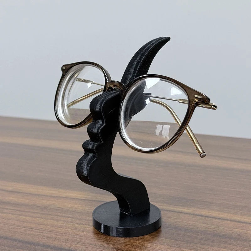 Minimalist Face Profile Eyeglasses Holder, Sculptural Glasses Stand in Black or White for Desk, Nightstand and Modern Home Decor