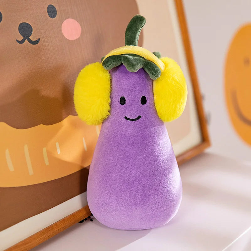 Creative Pumpkin Bear Plush Toys Soft Black Rabbit Hold Pumpkin Earphone &Cloak Eggplant Stuffed Doll Halloween Trick Or Treat
