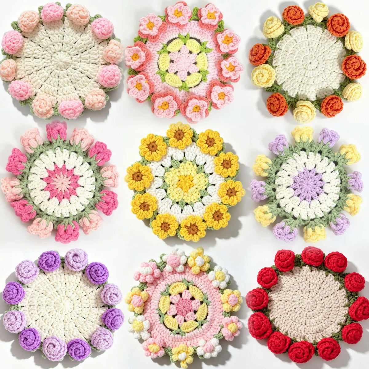 Bellflower Crochet Style Drink Coaster for Coffee Tables Kitchen Decor and Thoughtful Gifts