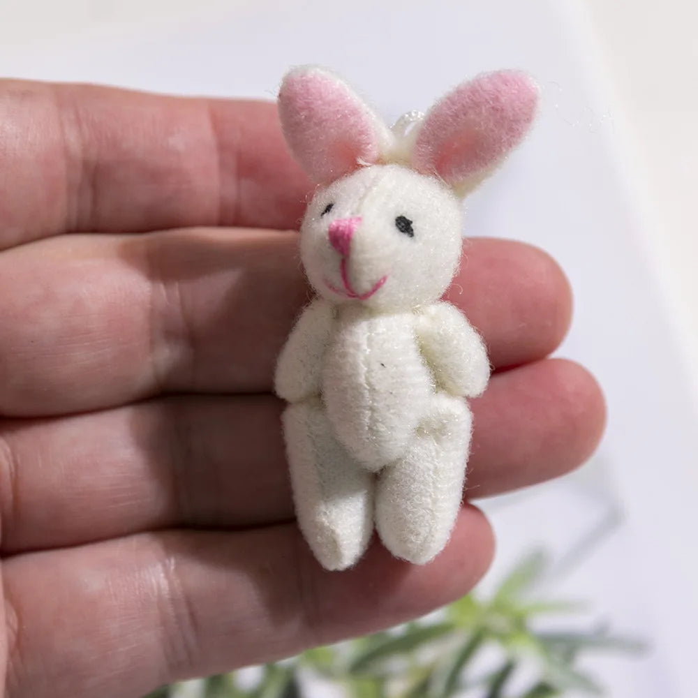 10Pc/lot 6cm Mini Joint Rabbit Soft Stuffed Plush Toy Handmade Pendant Doll Accessories Xmas Birthday Gift Party Decor