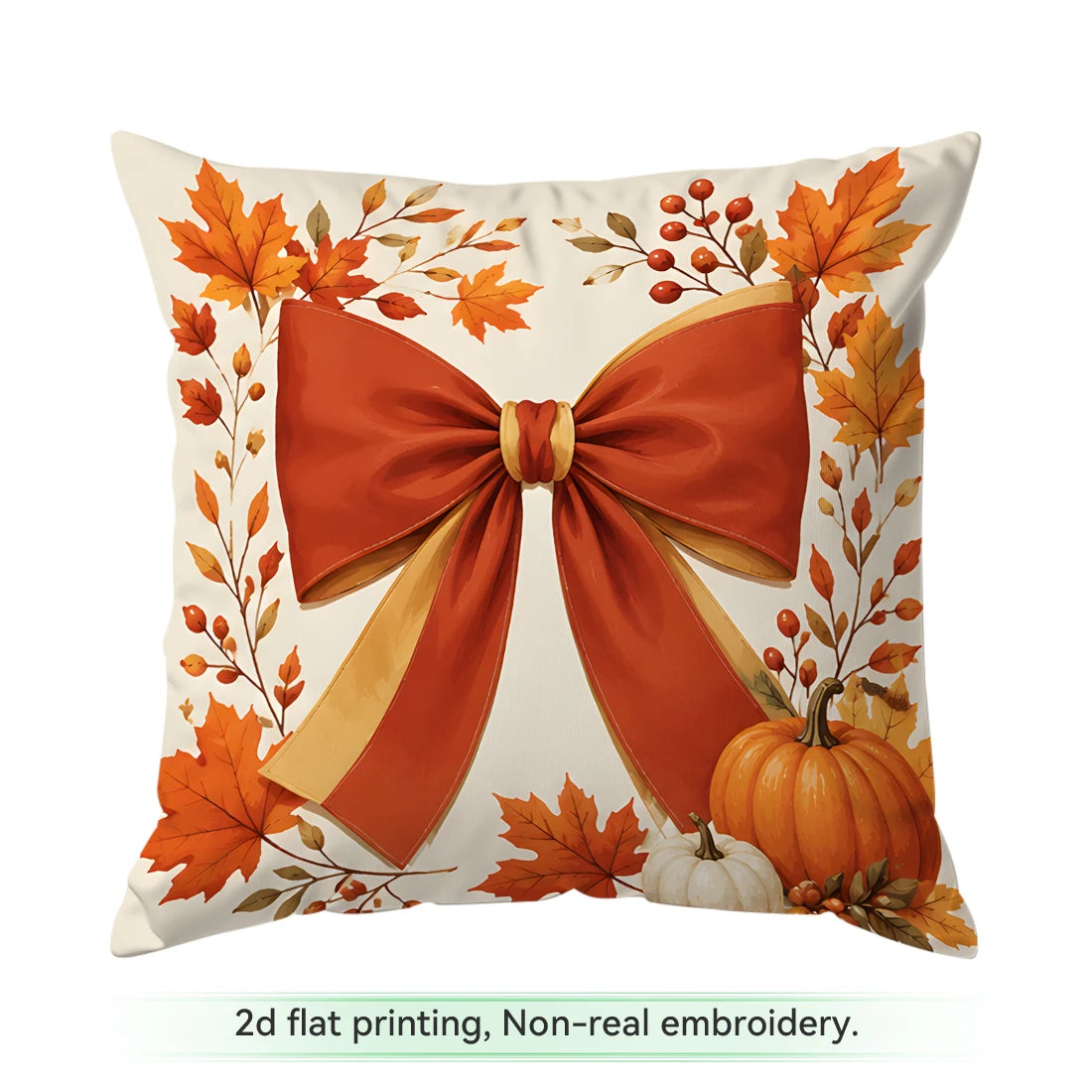 Autumn Ribbon Bow Printed Pillow Covers – 45 × 45 cm