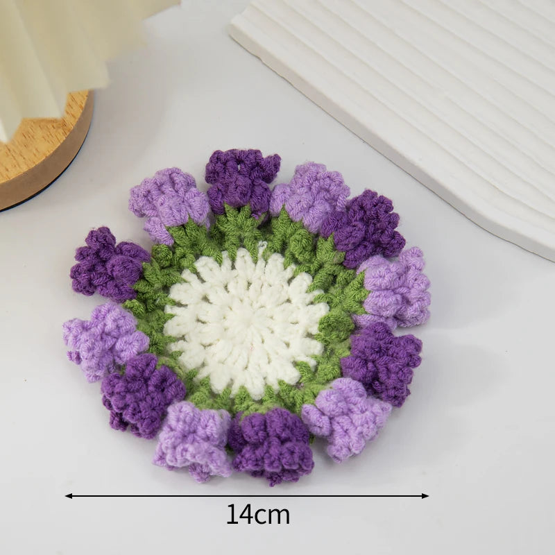 Rose Flower Crochet Style Coaster for Coffee Tables Kitchen Decor and Thoughtful Gifts