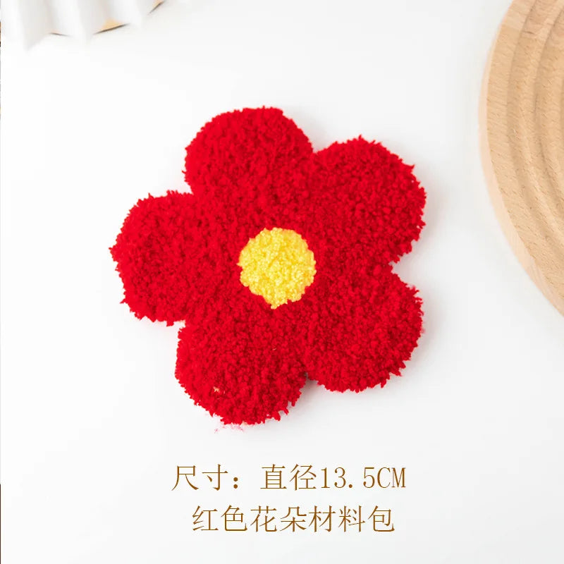 Three Dimensional Floral Punch Needle Coaster Craft Kit for Beginners Handmade Mug Rugs
