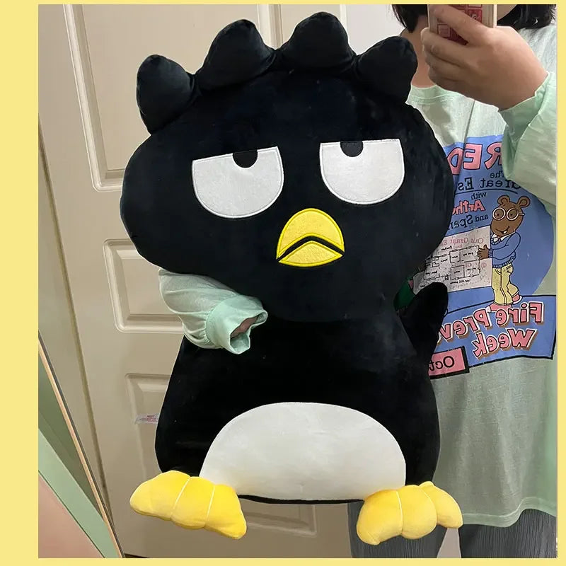 20cm Black Penguin Plush Toy - Cute Grumpy Stuffed Animal with Healing Quotes, Soft Kawaii Plushie for Anxiety Relief & Room Decor