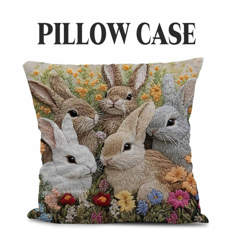 Storybook Animal Stitch-Effect Printed Pillow Cover