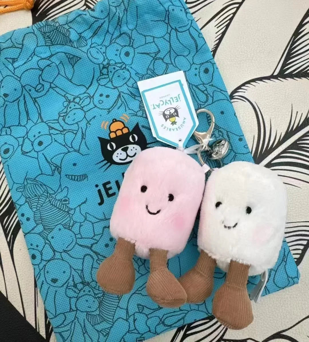 JC Jelly Plush Cat Cotton Candy Two Tone Cute Soft Two Tone Keychain Bag Pendant Plush Accessories Doll Car Pendant Holiday Gift