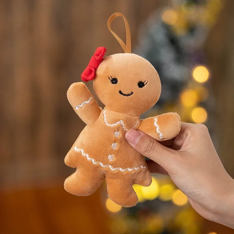 Christmas Gingerbread Man Pendant Plush Doll Car Key Chain Home Decor Toy for Kids Xmas High Quality Gift