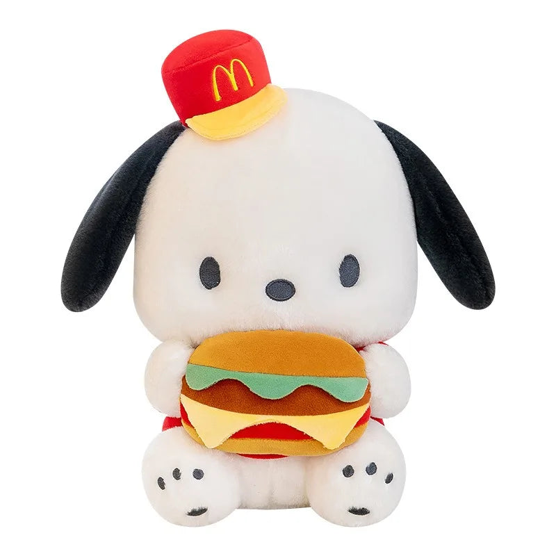 34cm Sanrio Burger Pacha Dog Doll Plush Toy Scratchy Doll Doll Throw Pillow Accompanying Cute Girl's Birthday Gift