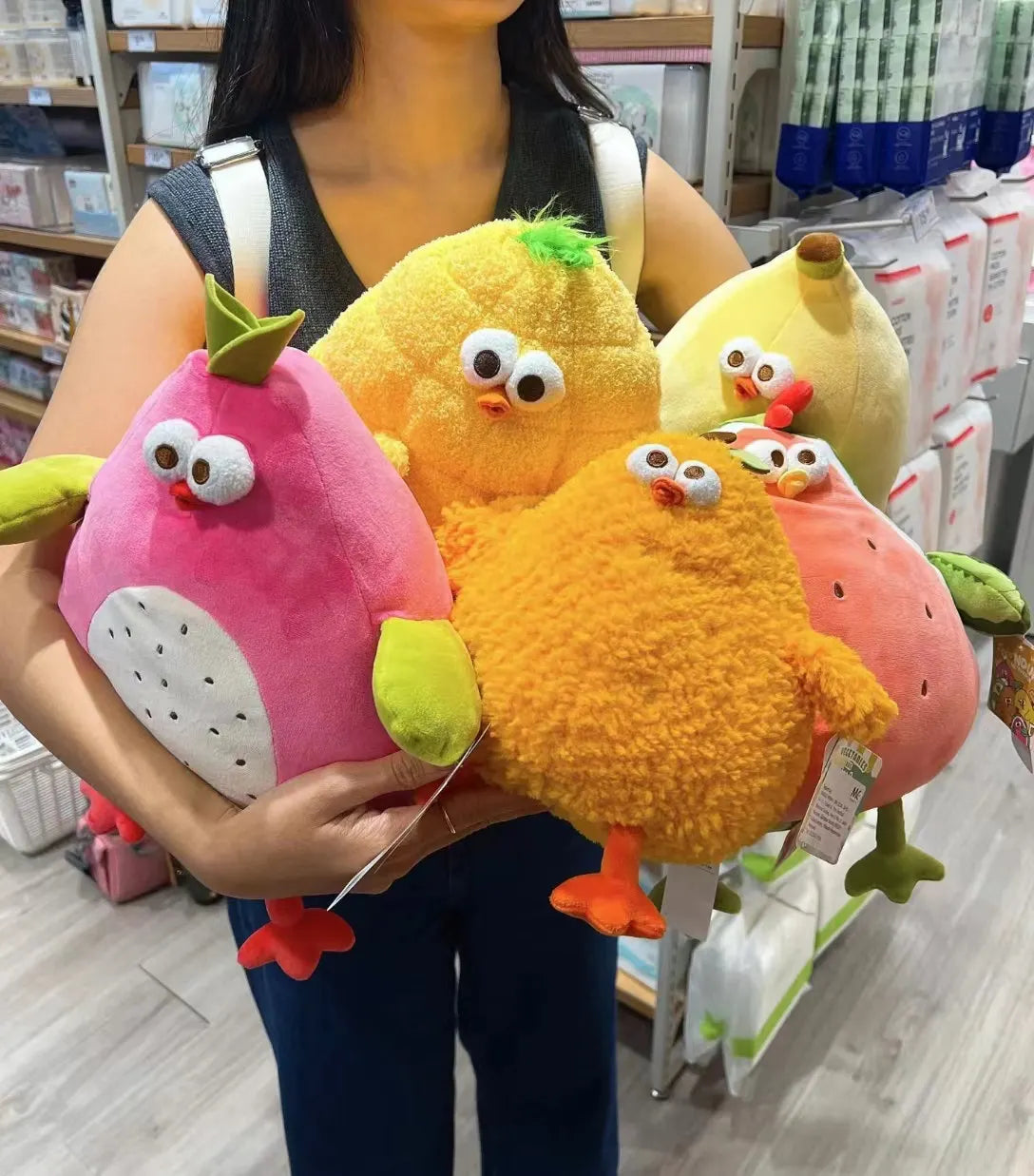Hot Internet Celebrity Lovely Cartoon Banana Chicken Pillow Soft Stuffed Toy Fruit Chick Doll Sofa Cushion Home Decor Kids Gifts