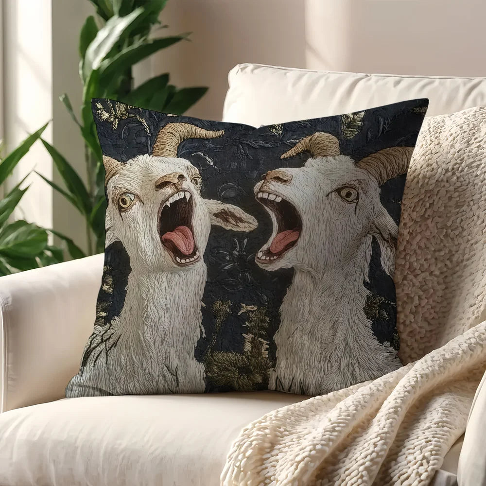 Spooky Goat Face 2D cushion cover For Pillow Sofa Printing Decoration Room Home Office Coffee Shop Car Nordic Simplicity