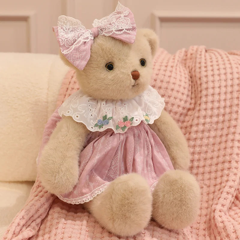 50cm Cartoon Kawaii Bow Princess Teddy Rabbit Plush Toy Pillow Running Bear Rabbit Plush Toy Home Decoration Gift For Children