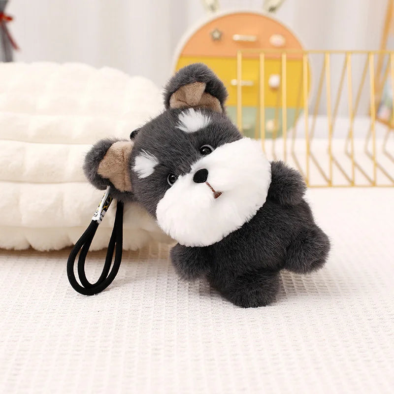 Kawaii Dog Plush Toy Pendant Teddy Husky Corgi Schnauzer Animals Keychain Bag Key Ring Puppy Dolls Car Decor Christmas Gift