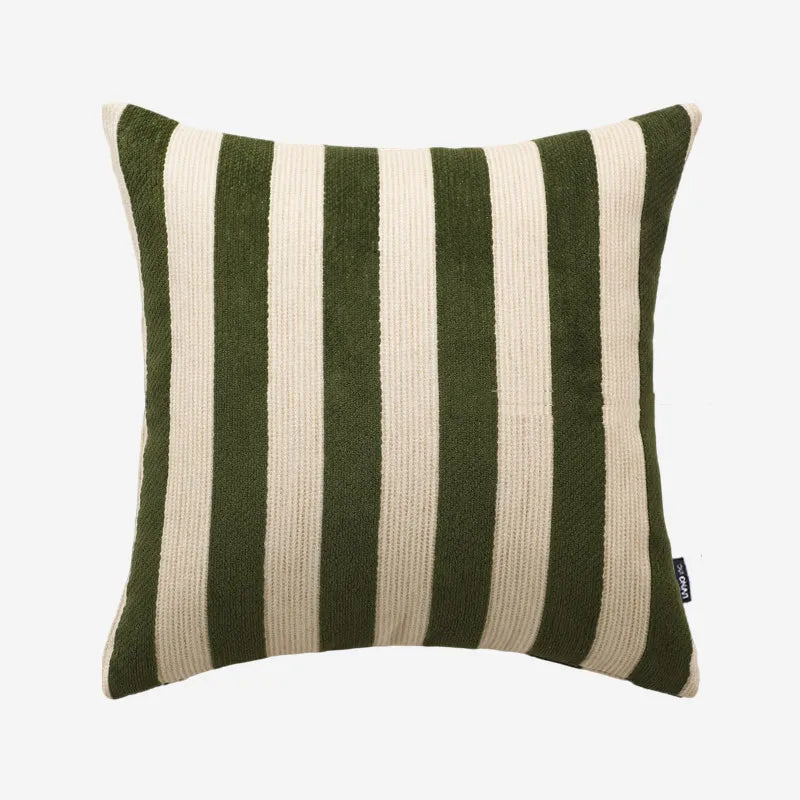 Retro Cabana Stripe Chenille Pillow Cover – 18 × 18 in
