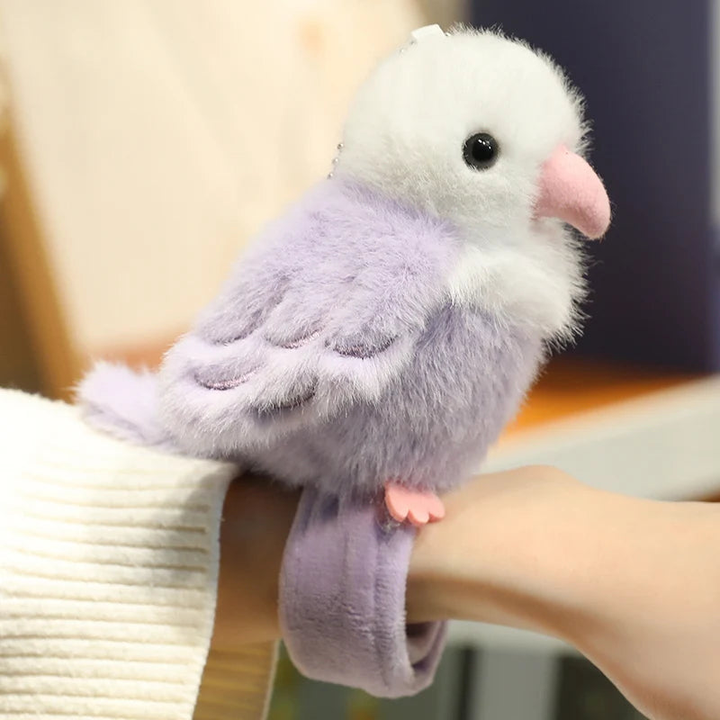11cm Lifelike Parrot Plush Papa Circle Pendant Toy Cute Stuffed Animal Bird Bracelet Toy  Doll Soft Cartoon Lovely Birthday Gift