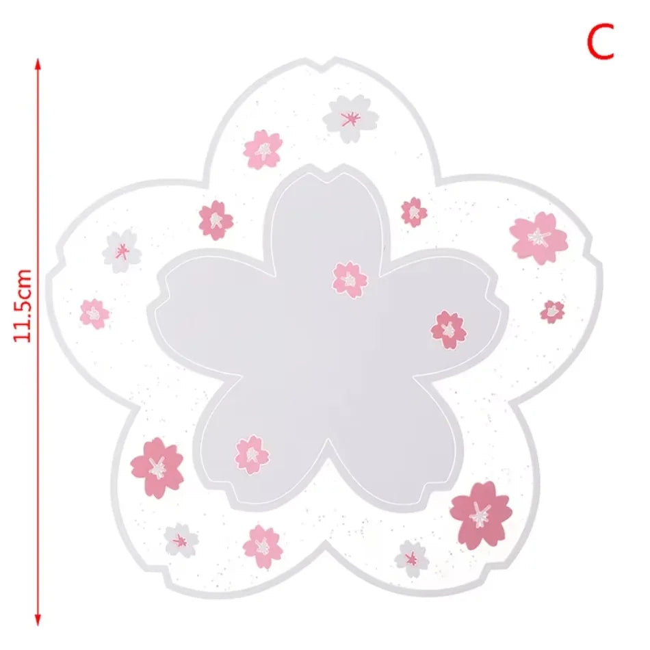 Cherry Blossom Non Slip Drink Coaster Set for Cups Coffee Tables and Kitchen Decor