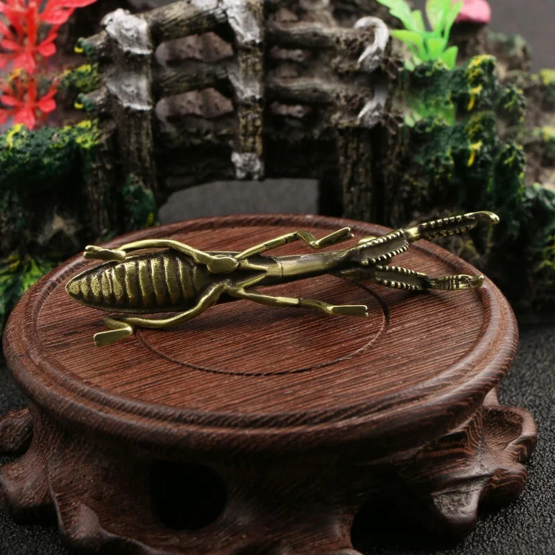 Mini Insect Desk Figurine, Gold-Tone or Black Mantis and Dragonfly Sculpture for Bookshelves, Home Office and Nature-Inspired Decor