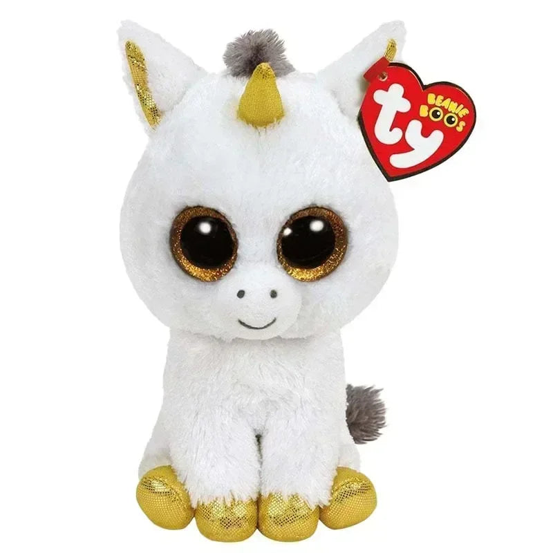 15cm Ty Big Eye Beanie Animals Plush Slick Fox Ferdinand Locky Axolotl  Dexter Icy Seal Heather Cat Children Toy Holiday Gift