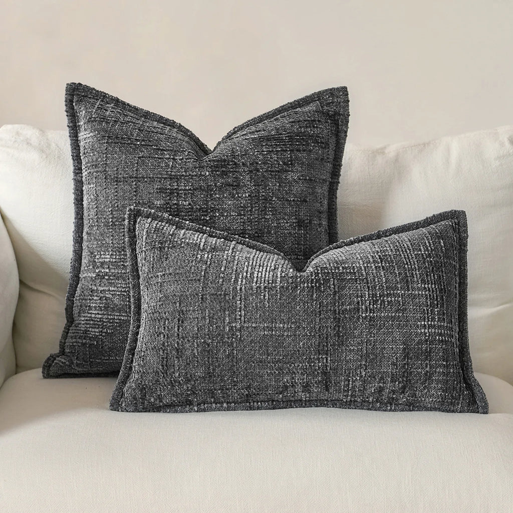 Woven Thick Solid Cushion Cover, Chenille, Ivory, Camel, Pink, Burnt Orange, Mustard Yellow, 45x45cm, 50x50cm, Home Sofa Decor